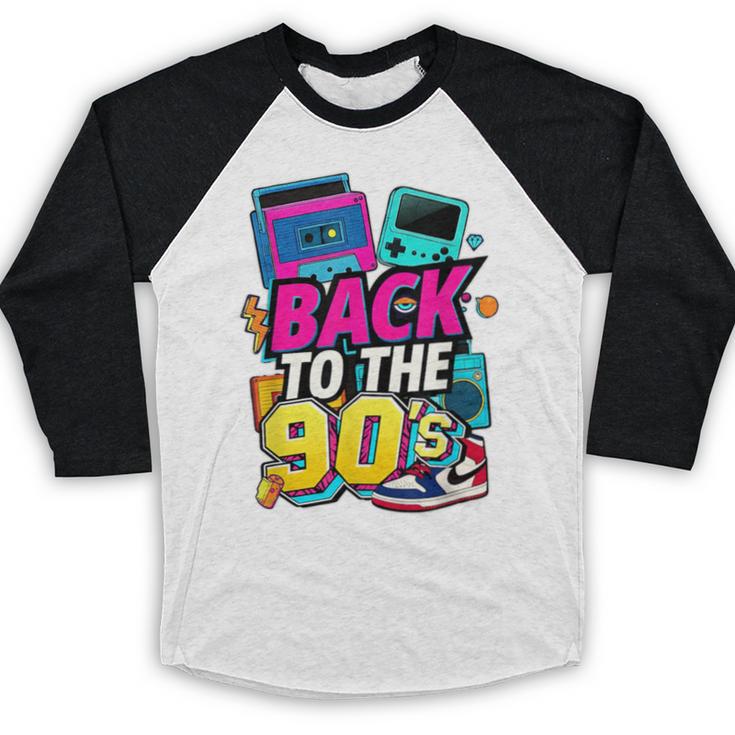 Back To The 90s Nostalgia Cassette Game Console Boombox Baseball Raglan Shirt