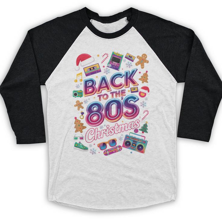 Back To-The 80 s Christmas Retro Cassette Boombox Nostalgia Baseball Raglan Shirt