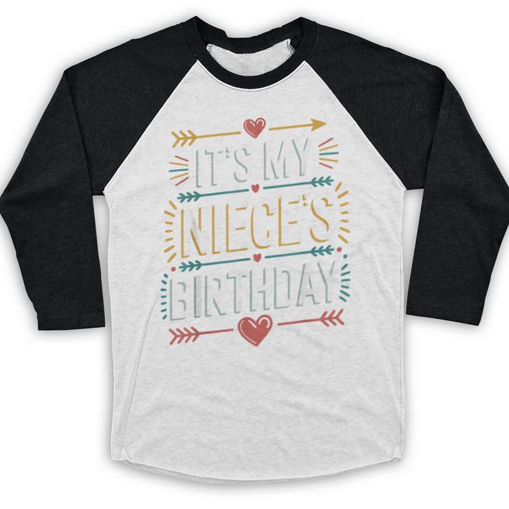 Boho Nostalgia It's My Niece's Birthday Women Kids Baseball Raglan Shirt