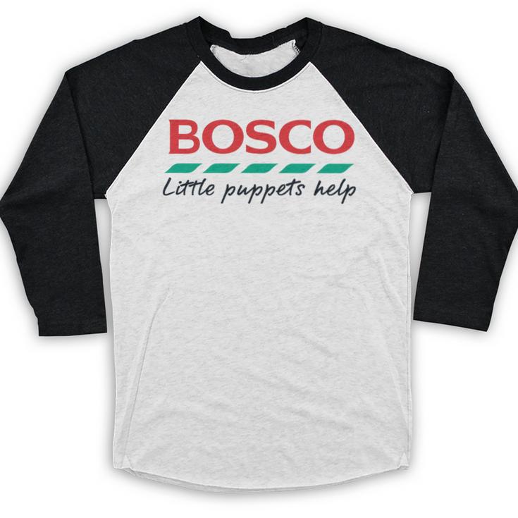 Bosco Little Puppets Help Irish Nostalgia Retro 80s Premium Tri-Blend Baseball Raglan Shirt Bosco Little Puppets Help Irish Nostalgia Retro 80s Premium Tri-Blend Baseball Raglan Shirt