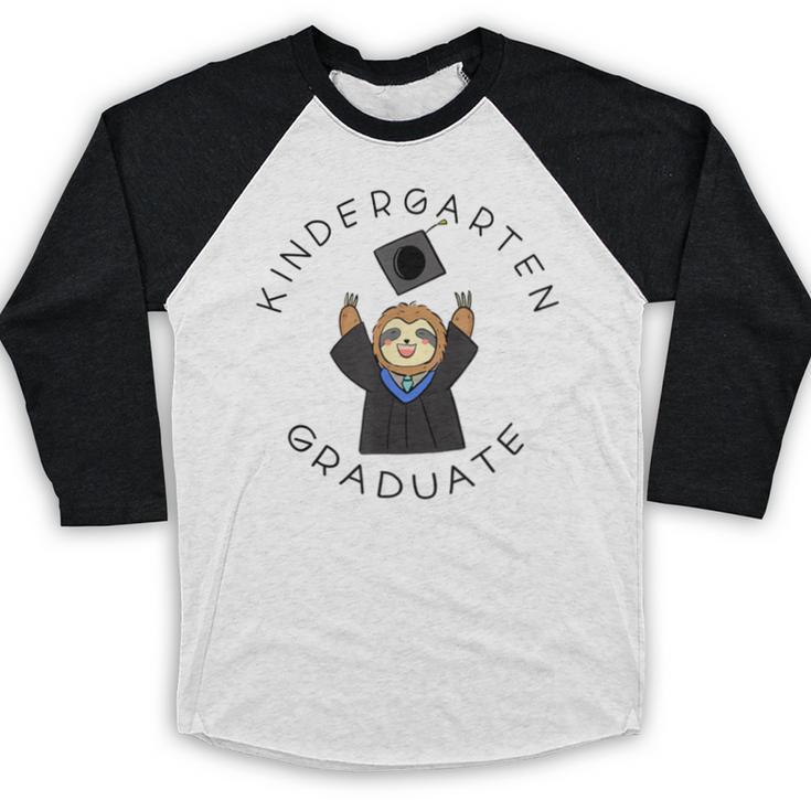 Boys Girls Kindergarten Graduate Sloth Graduation Cap Baseball Raglan Shirt