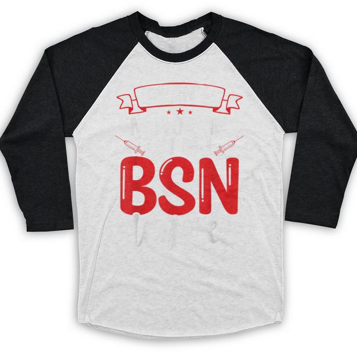BSN Nurse Graduation Essentials BSN Nursing School Student Baseball Raglan Shirt