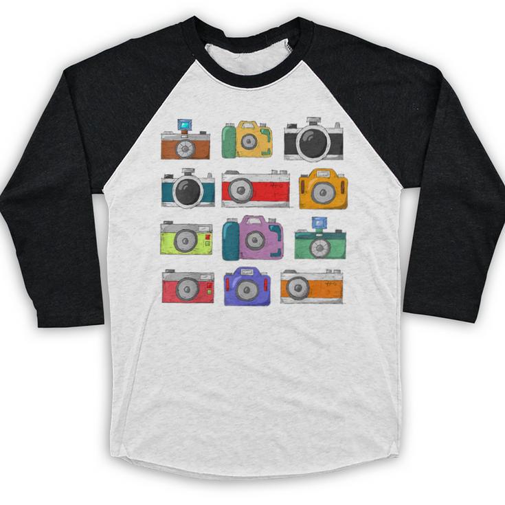 Camera Hand Drawn Old Nostalgia Retro Lens Styles Baseball Raglan Shirt Camera Hand Drawn Old Nostalgia Retro Lens Styles Baseball Raglan Shirt