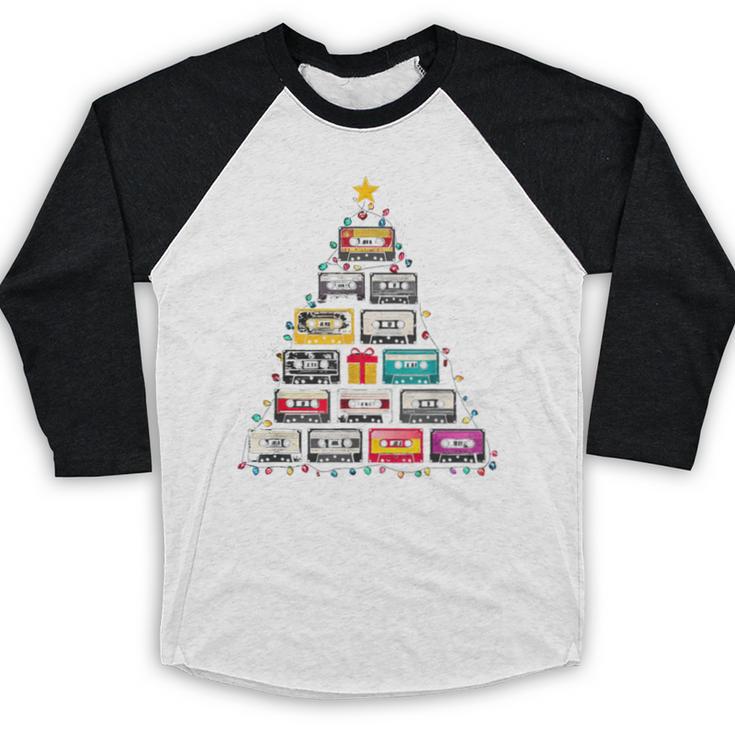 Cassette Tape Christmas Tree Graphic 80s 90s Retro Nostalgia Baseball Raglan Shirt Cassette Tape Christmas Tree Graphic 80s 90s Retro Nostalgia Baseball Raglan Shirt