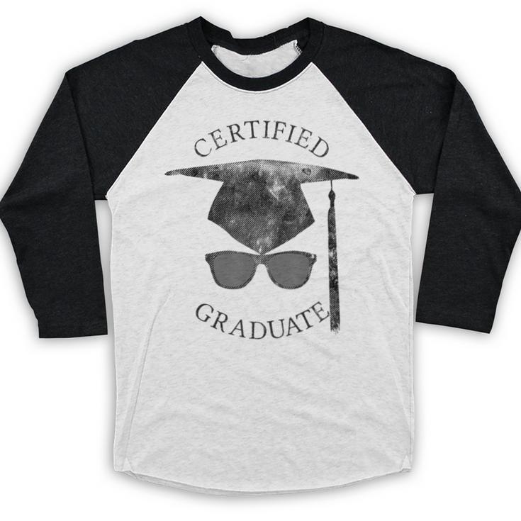 Certified Graduate Vintage Mortarboard Graduation Baseball Raglan Shirt