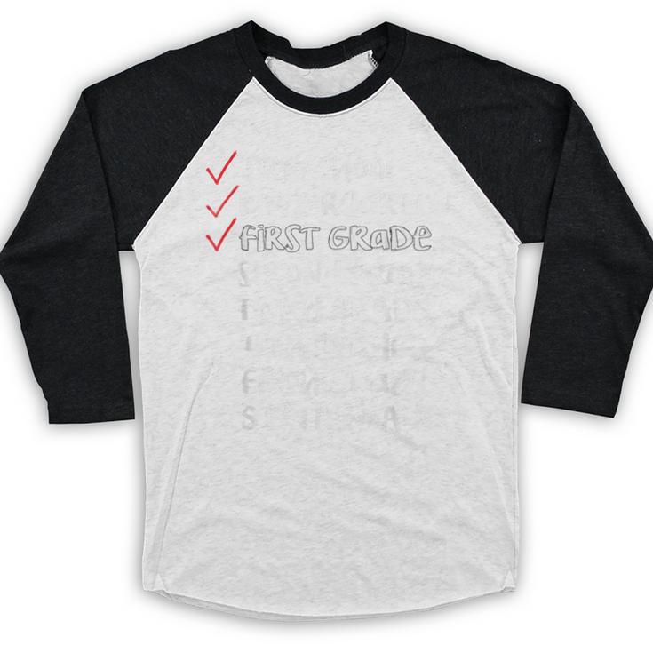 Check Mark End Of Year 1st Grade Shirt-1st Grade Graduation Baseball Raglan Shirt