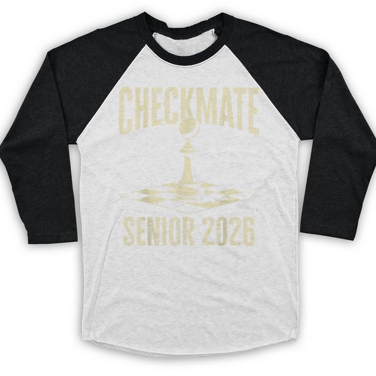 Checkmate Senior 2026 Chess Piece Class Of 2026 Graduation Baseball Raglan Shirt