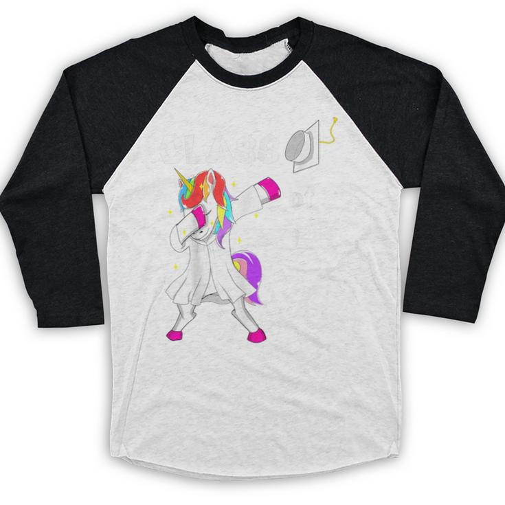 Class Of 2018 Graduation Him Her Unicorn Dabbing Shirt Baseball Raglan Shirt