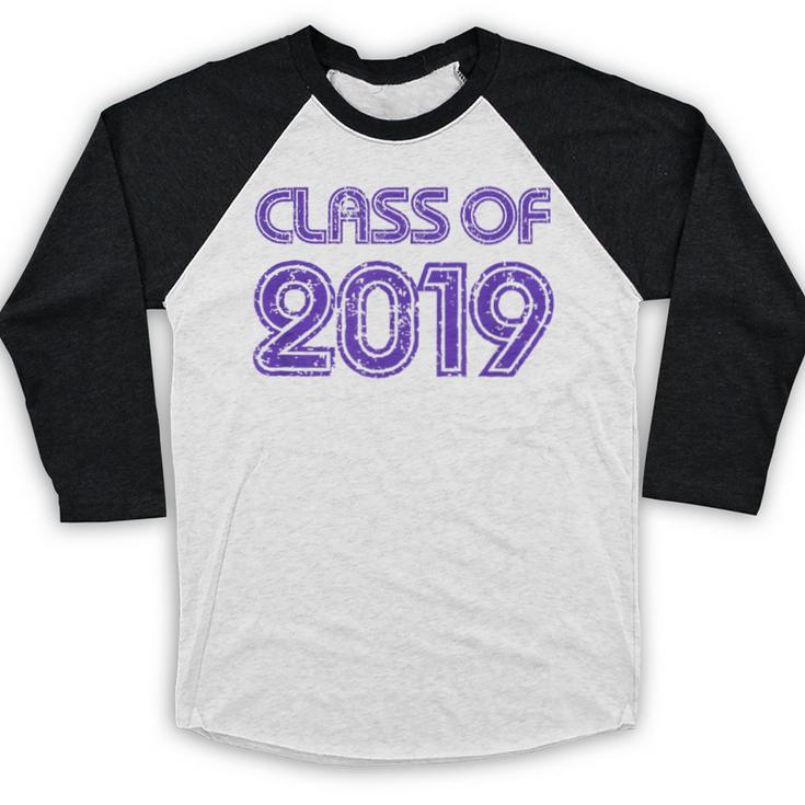 Class Of 2019 High School Graduation Purple Senior Baseball Raglan Shirt