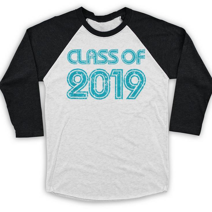 Class Of 2019 High School Graduation Teal Senior Baseball Raglan Shirt