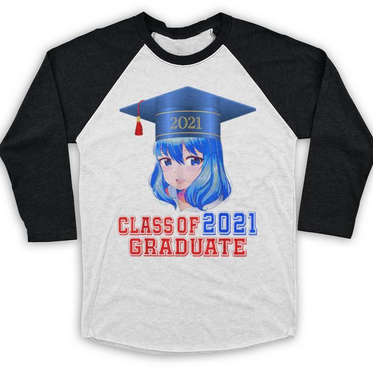 Class Of 2021 Graduate Kawaii Anime Girl School Graduation Baseball Raglan Shirt