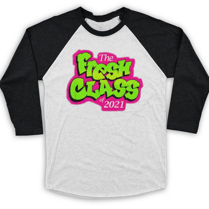 Class Of 2021 Senior Fresh 90's TV Style Grad For Graduation Baseball Raglan Shirt