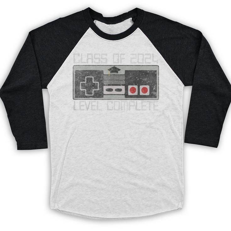 Class Of 2024 Level Complete Video Gamer Senior Graduation Baseball Raglan Shirt