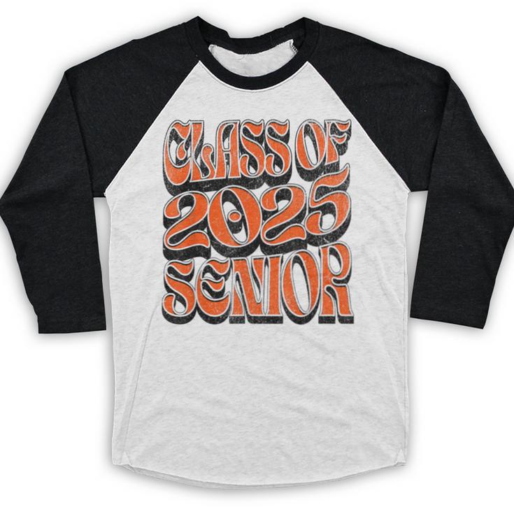 Class Of 2025 Senior Orange And Student Graduation Baseball Raglan Shirt