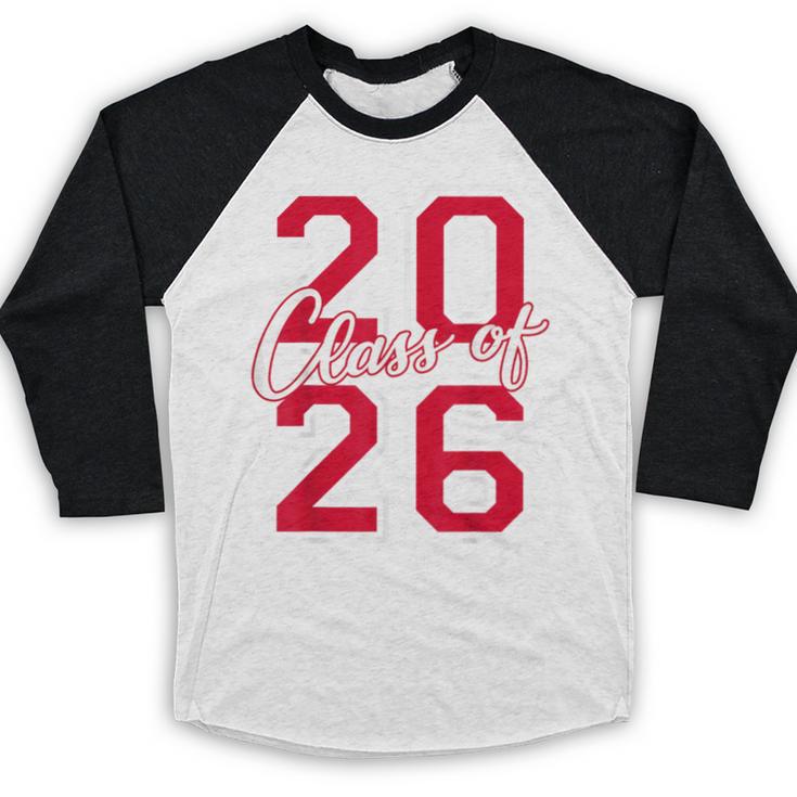 Class Of 2026 Graduation Red With Varsity Letters Baseball Raglan Shirt