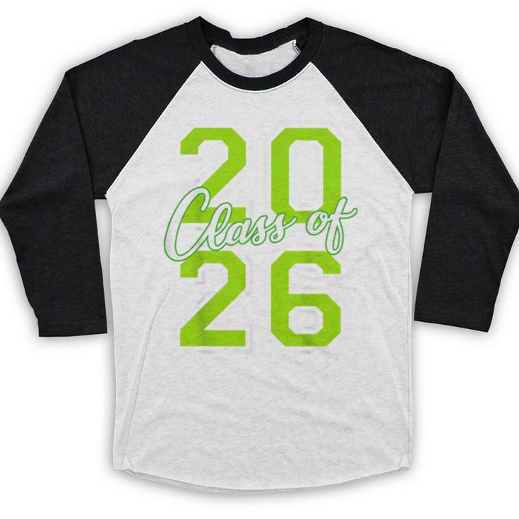 Class Of 2026 Graduation Varsity Lime Green Letters Baseball Raglan Shirt
