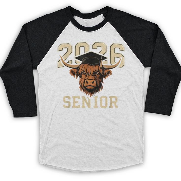 Class Of 2026 Highland Cow Senior Graduation School Pride Baseball Raglan Shirt