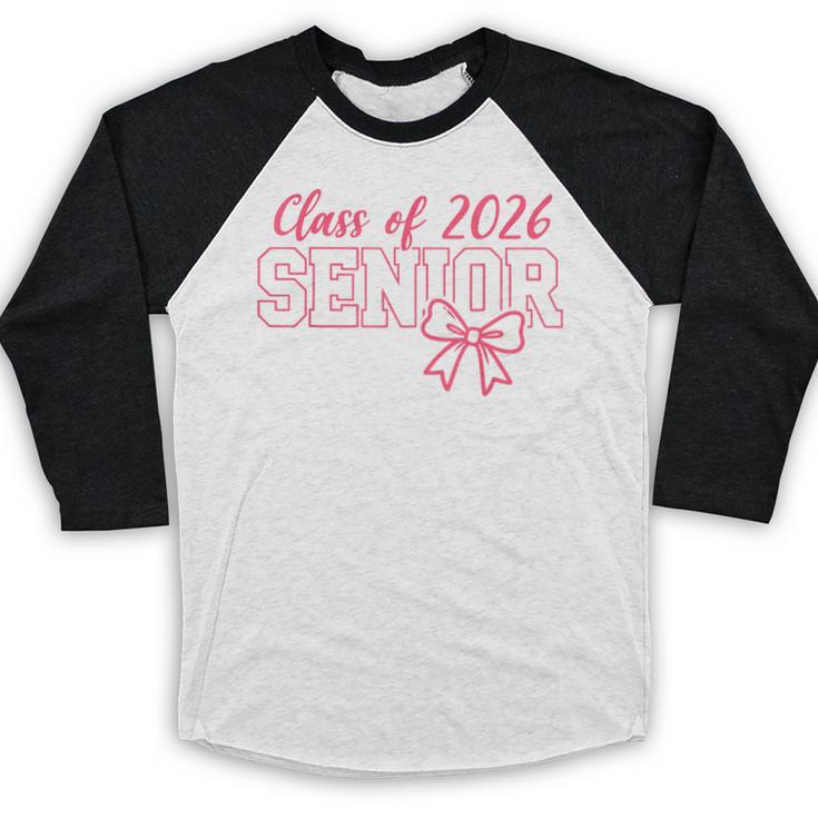 Class Of 2026 Pink Coquette Bow Cap Senior 2026 Graduation Baseball Raglan Shirt