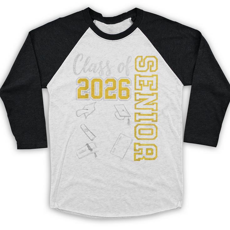 Class Of 2026 Senior 26 High School Graduation -Gold Baseball Raglan Shirt