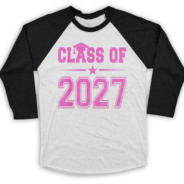 Class Of 2027 Pink Girls Shirt Graduation Baseball Raglan Shirt
