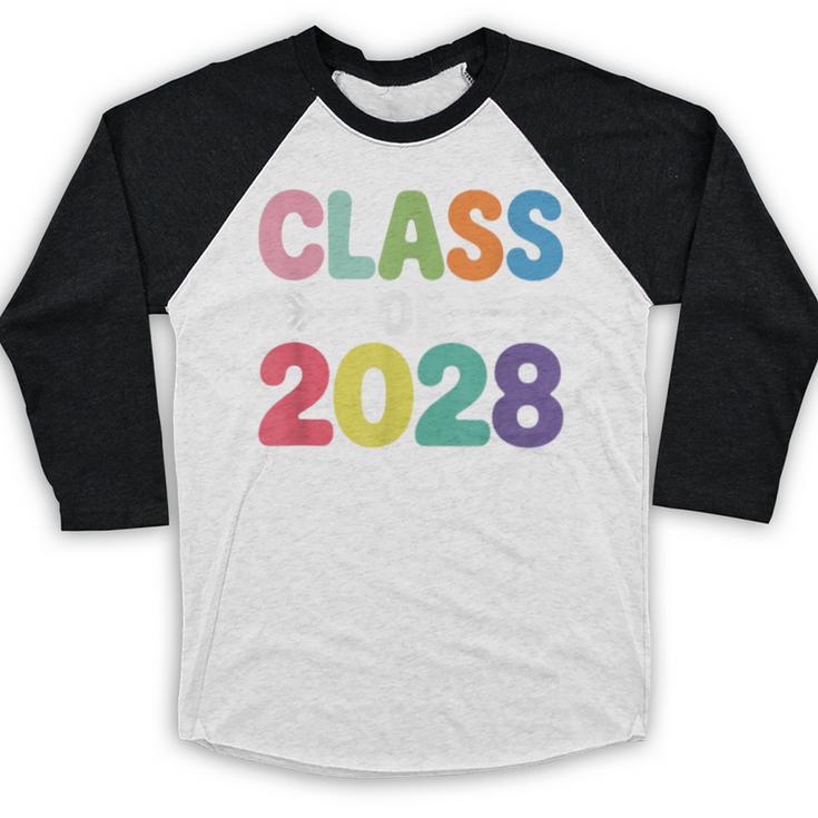 Class Of 2028 Colorful Graduation Baseball Raglan Shirt