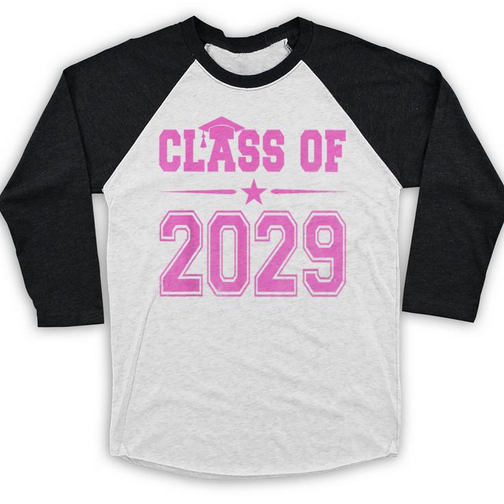 Class Of 2029 Pink Girls Shirt Graduation Baseball Raglan Shirt
