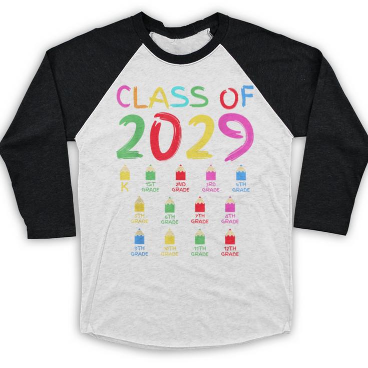 Class Of 2029 Senior Class 2029 Idea Graduation Grow With Me Baseball Raglan Shirt