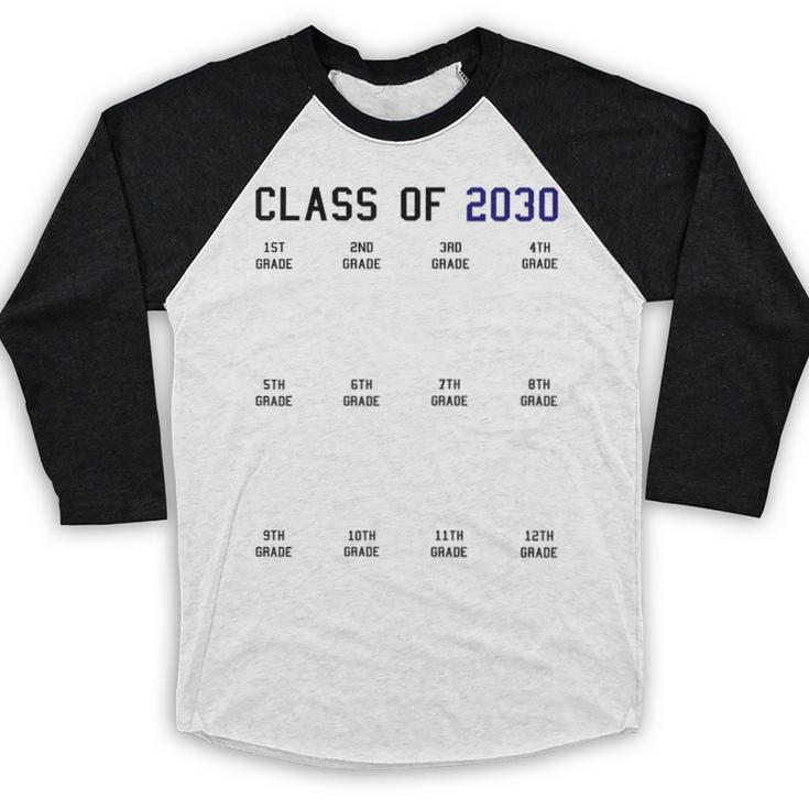 Class Of 2030 Graduation T-Shirt With Space For Handprints Baseball Raglan Shirt