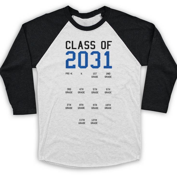 Class Of 2031 Graduation T-Shirt With Space For Handprints Baseball Raglan Shirt