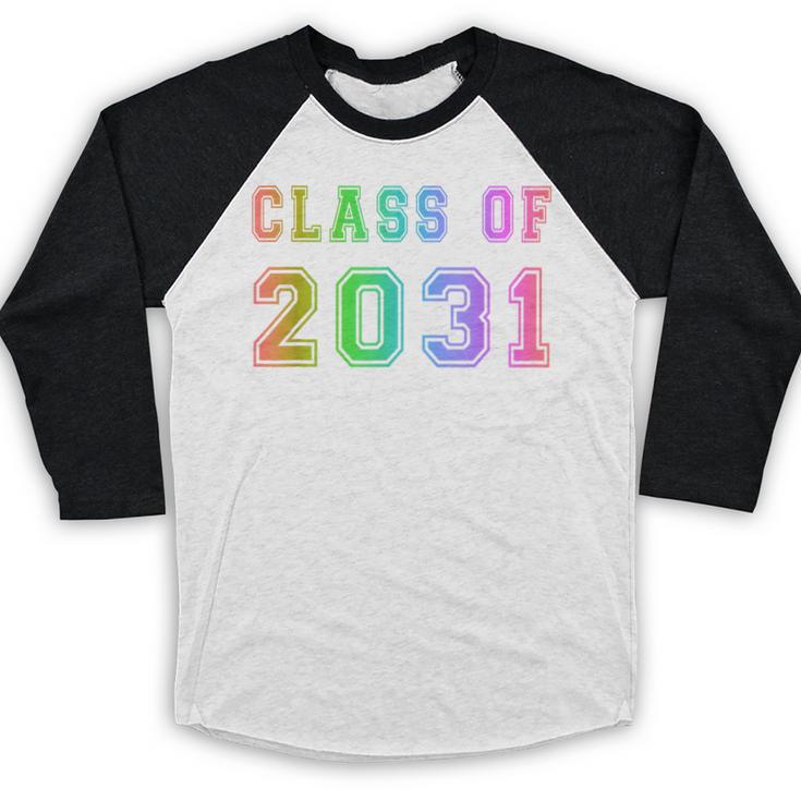 Class Of 2031 High School Graduation Date Kindergarten Shirt Baseball Raglan Shirt