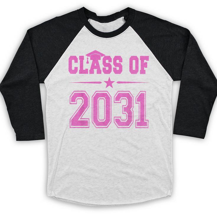 Class Of 2031 Pink Girls Shirt Graduation Baseball Raglan Shirt
