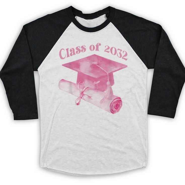 Class Of 2032 Senior 2032 Back To School 2032 Graduation Cap Baseball Raglan Shirt