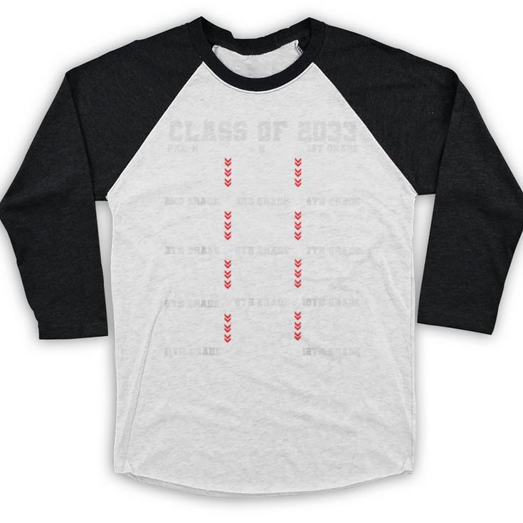 Class Of 2033 Graduation With Space For Hand Prints Baseball Raglan Shirt