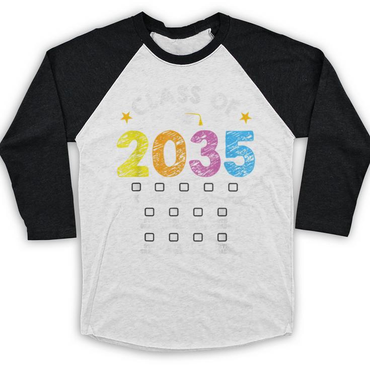 Class Of 2035 Grow With Me Checklist Graduation Baseball Raglan Shirt