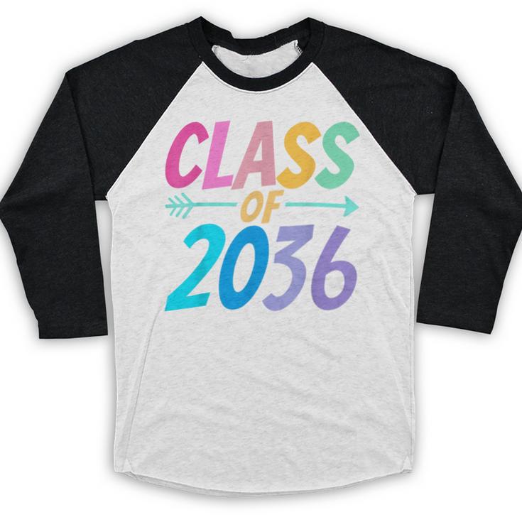 Class Of 2036 First Day Kindergarten Grow With Me Graduation Baseball Raglan Shirt