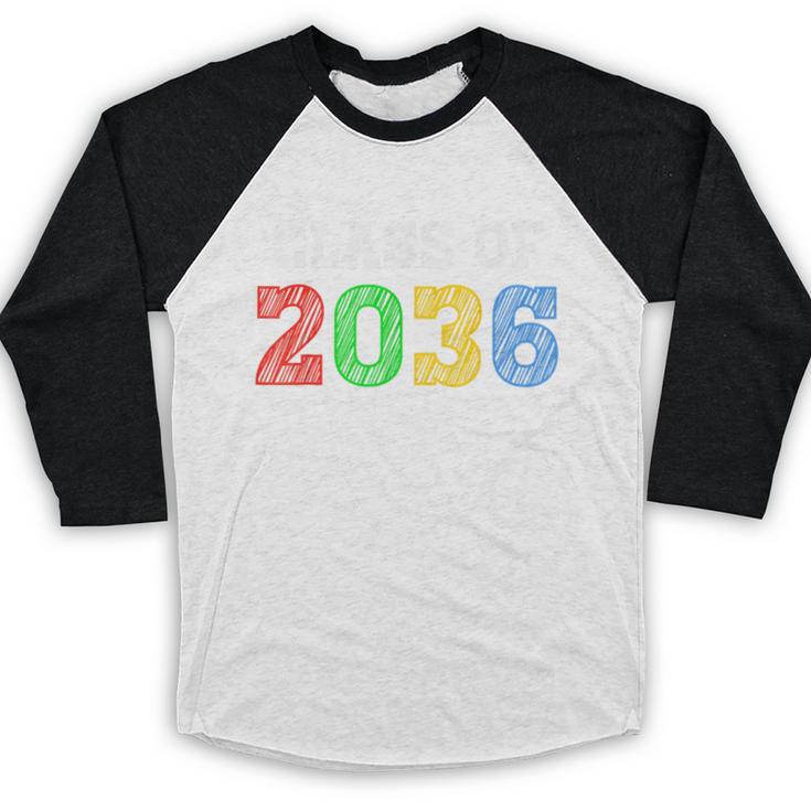 Class Of 2036 Grow With Me Graduation First Day Of School Baseball Raglan Shirt