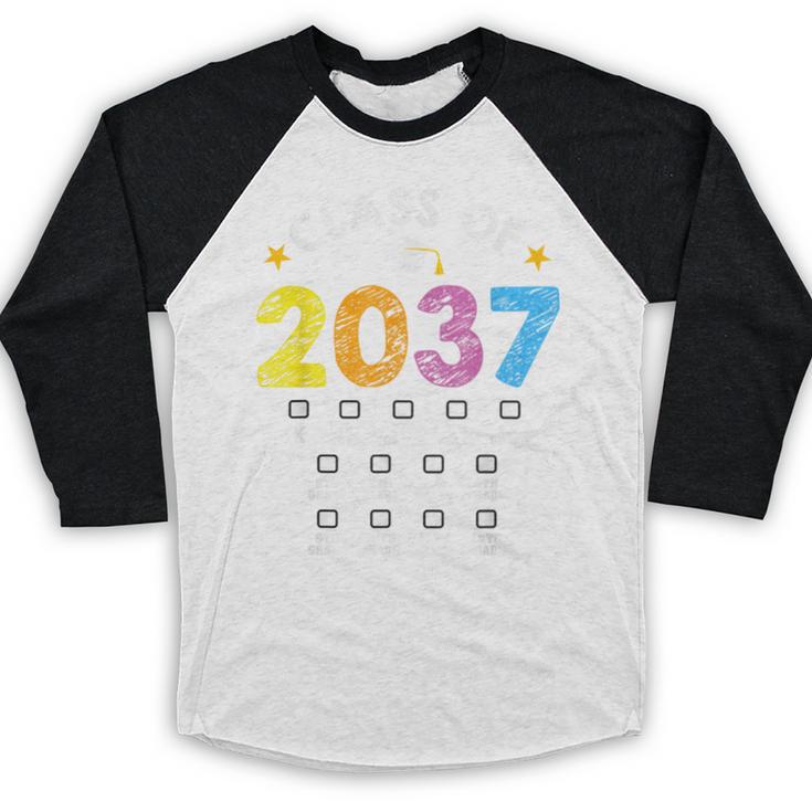 Class Of 2037 Grow With Me Checklist Graduation Baseball Raglan Shirt