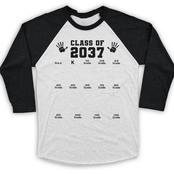 Class Of 2037 Handprint Grow With Me Pre-k Graduation Baseball Raglan Shirt