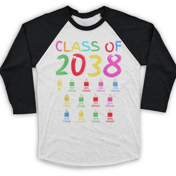 Class Of 2038 Senior Class 2038 Idea Graduation Grow With Me Baseball Raglan Shirt