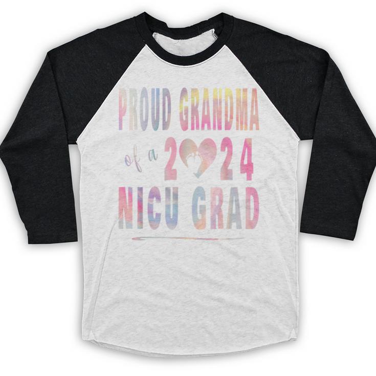 Colorful Proud Grandma 2024 NICU Graduate Baby Graduation Baseball Raglan Shirt