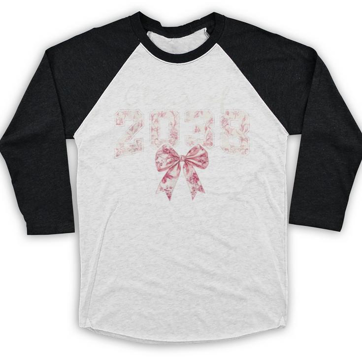 Coquette Bow Preppy Class Of 2038 Girly Girl 2038 Graduation Baseball Raglan Shirt