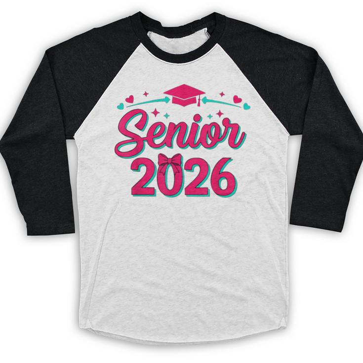 Coquette Pink Bow Senior 2026 Class Of Graduation Baseball Raglan Shirt
