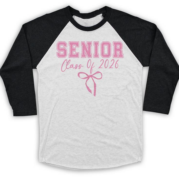 Coquette Senior 2026 Class Of 2026 Pink Bow Graduation 2026 Baseball Raglan Shirt