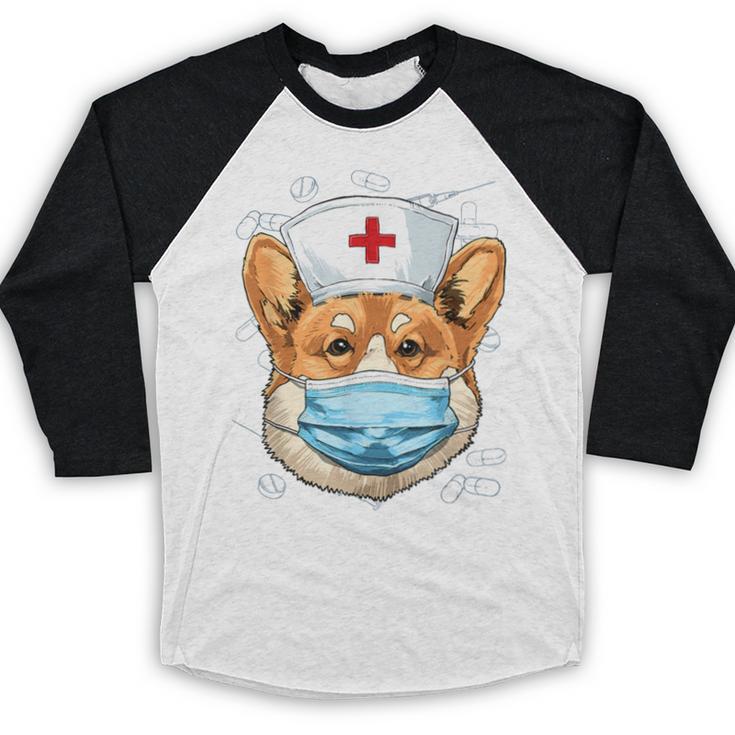 Corgi Dog Nurse RN Nursing School Graduation Baseball Raglan Shirt