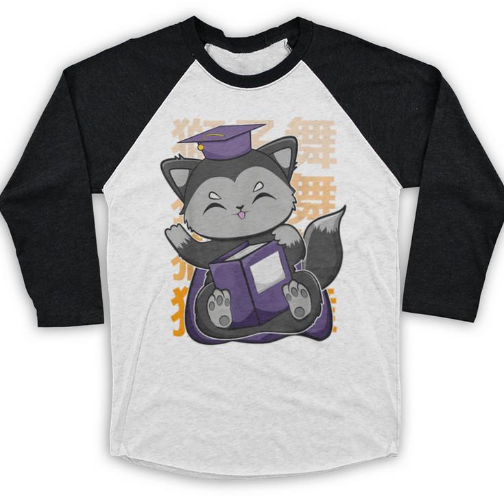 Cute Anime Fox Graduate Of A Class For Graduation Baseball Raglan Shirt