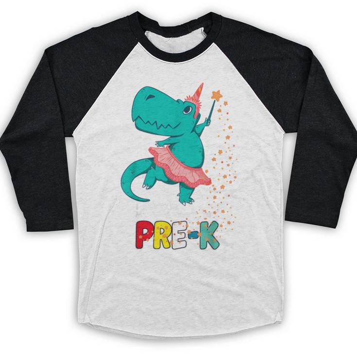 Cute Magical Ballerina Dino Unicorn Pre-K Graduation Baseball Raglan Shirt