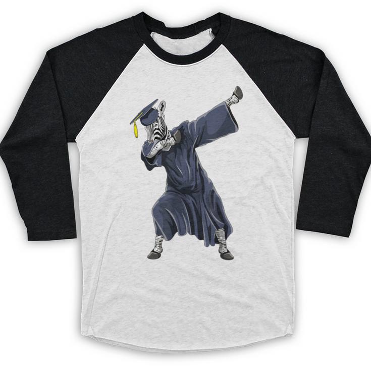 Dabbing Graduate Zebra Team Mascot Graduation Senior Shirt Baseball Raglan Shirt