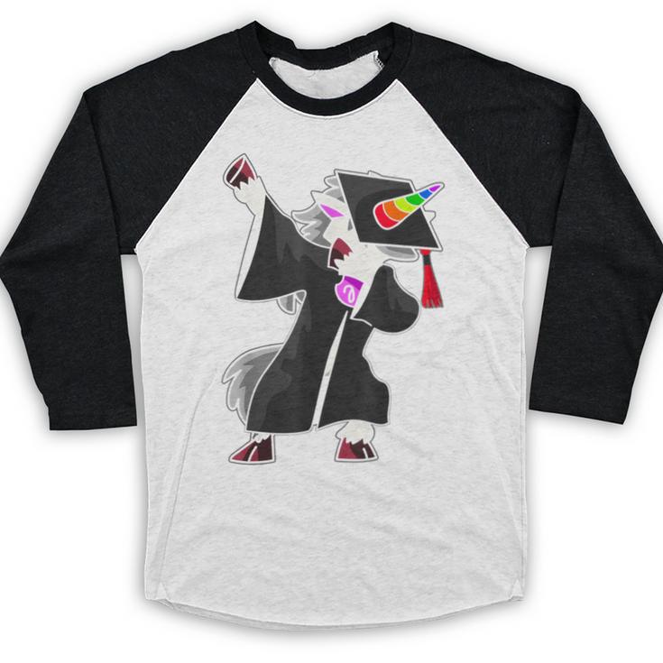 Dabbing Unicorn Cap And Gown Graduate 2021 Graduation Day Baseball Raglan Shirt