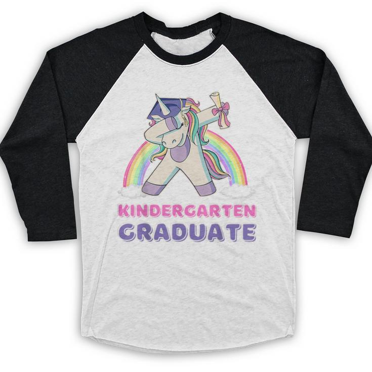 Dabbing Unicorn Kindergarten Graduation Dab Dance Girl Baseball Raglan Shirt