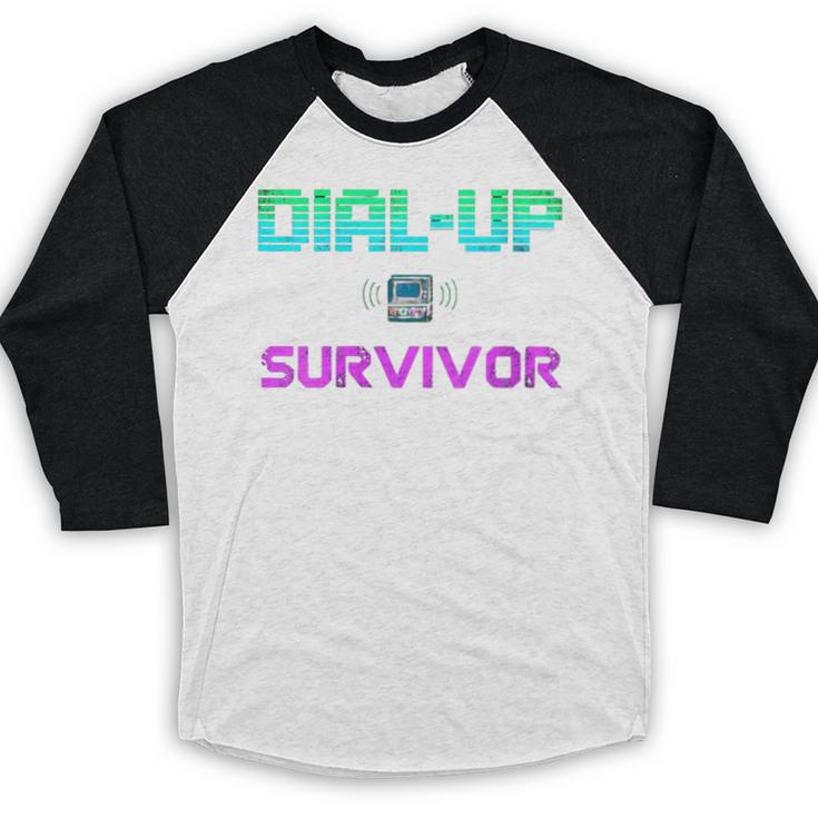 Dial Up Survivor Retro Modem Nostalgia Tech Top Baseball Raglan Shirt